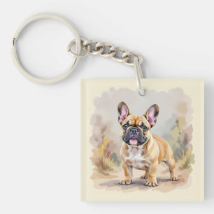 Porte-clés Chien Français Tan Tan Fawn Couleur Cute Frenchie