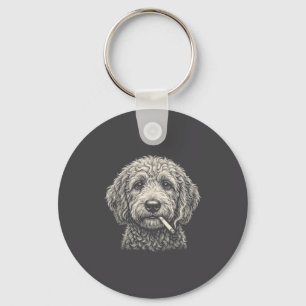 Porte-clés Chien fumant une cigarette Golden Doodle