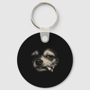 Porte-clés Chien fumant une cigarette mème drôle de chihuahua