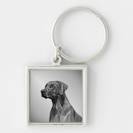 Porte-clés Chien géométrique gris (Devant)