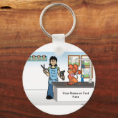 Porte-clés Chien Groomer - Dessin Femme (Recto)