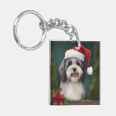 Porte-clés Chien Havanais en Noël de neige (Devant gauche)