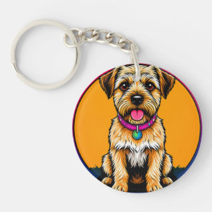 Porte-clés Chien Heureux Avec un Collier Coloré