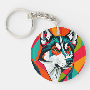 Porte-clés Chien Husky coloré