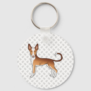 Porte-clés Chien Ibizan Hound à poil lisse rouge et blanc et