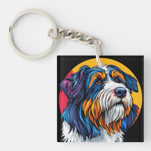 Porte-clés Chien Illustrant une Créativité Vibrante (Devant)