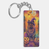 Porte-clés Chien Keeshond effrayant Halloween Sorcière et Cit (Devant gauche)