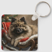 Porte-clés Chien Keeshond Noël Festif (Dos)