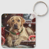 Porte-clés Chien Labrador Fête de Noël (Dos)
