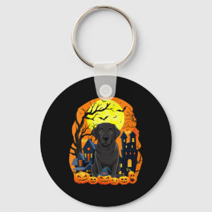 Porte-clés Chien Labrador Noir Femme Avec Citrouilles Drôle Y