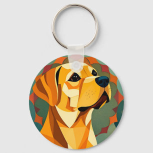 Porte-clés Chien Labrador Retriever Jaune Art Géométrique