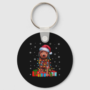Porte-clés Chien laide Noël éclaire Santa Hat Labradoodle Chi