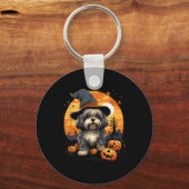 Porte-clés Chien Lhasa Apso sorcière d'Halloween effrayant (Recto)