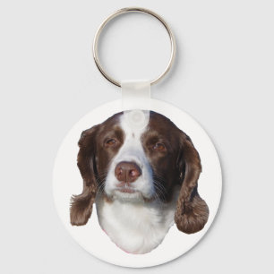 Porte-clés chien marron et blanc