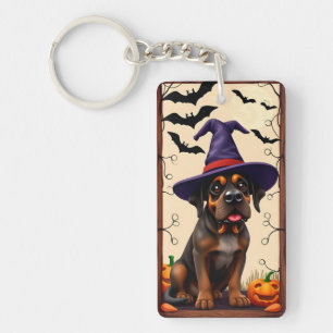 Porte-clés Chien mignon avec chapeau de sorcière