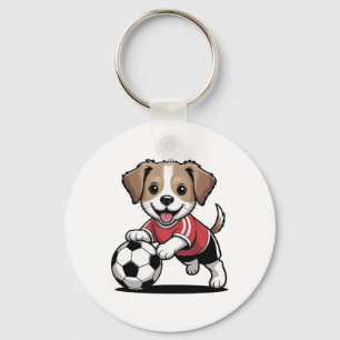 Porte-clés Chien Mignon Chiot Jouant Au Football Chiens Migno