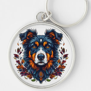 Porte-clés Chien Mignon Floral Pour Cadeau Amateur
