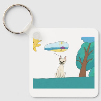 Porte-clés Chien Mignon Rêvant de Plage d'Été