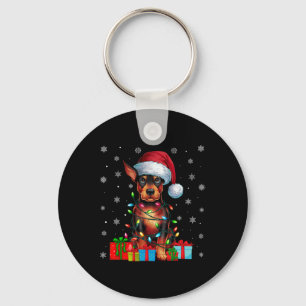 Porte-clés Chien moche Noël éclaire Père Noël Miniature Pinsc