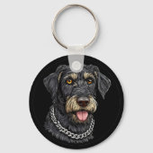 Porte-clés Chien Noir Avec Collier À Chaîne (Verso)