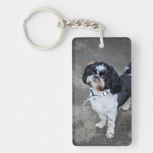 Porte-clés Chien noir et blanc (Devant)