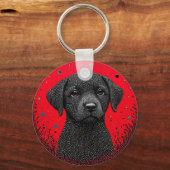Porte-clés Chien noir fantaisiste (Verso)
