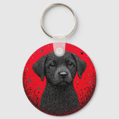 Porte-clés Chien noir fantaisiste (Verso)