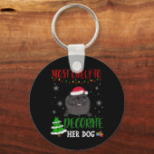 Porte-clés Chien Noir Poméranien Noël Les Plus Probables À Dé (Recto)