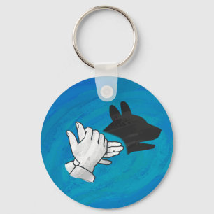 Porte-clés Chien Ombré sur bleu