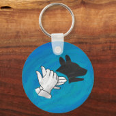 Porte-clés Chien Ombré sur bleu (Recto)