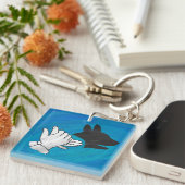 Porte-clés Chien Ombré sur bleu (Devant Droit)