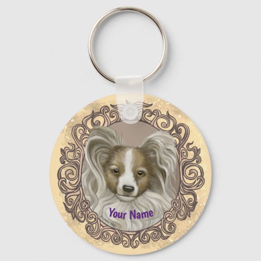 Porte-clés Chien papillon (Recto)