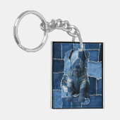 Porte-clés Chien Patchwork Art Denim (Devant gauche)