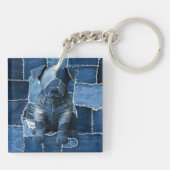 Porte-clés Chien Patchwork Art Denim (Dos)