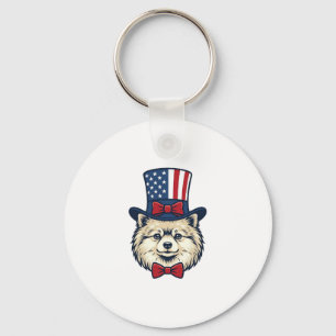 Porte-clés Chien patriotique tête gravure vintage vecteur con