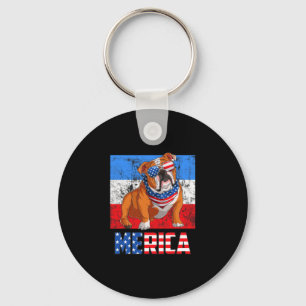 Porte-clés Chien Patriotique US 4 juillet Drapeau Américain M