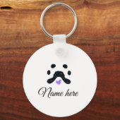 Porte-clés Chien patte noir animal ajouter nom texte animal p (Recto)