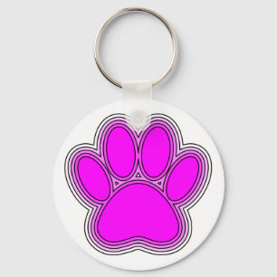 Porte-clés Chien Paw En Rose Avec Des Contours