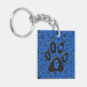 Porte-clés Chien Paws noir & blanc Polka Dot sur tech blue Ke (Devant gauche)