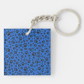Porte-clés Chien Paws noir & blanc Polka Dot sur tech blue Ke (Dos)