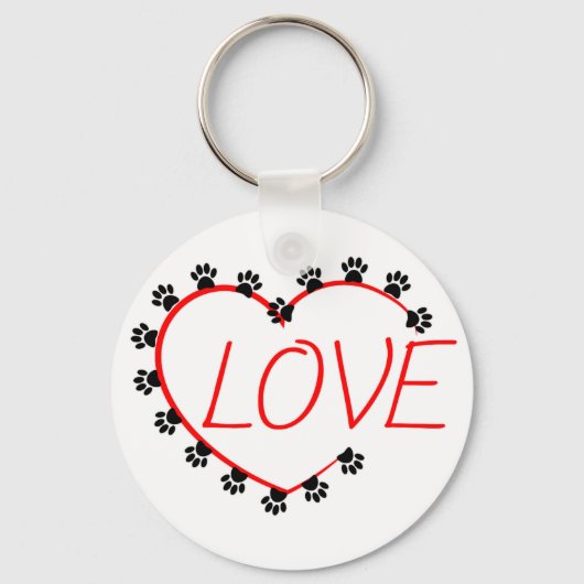Porte-clés Chien Paws Red Heart Love (Recto)