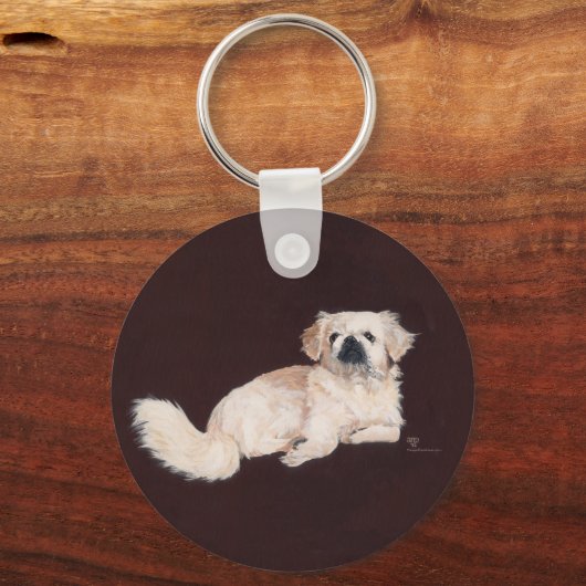 Porte-clés Chien pekingese blanc (Recto)