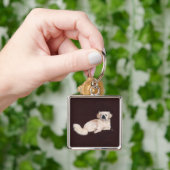 Porte-clés Chien pekingese blanc (main)