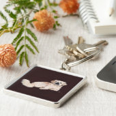 Porte-clés Chien pekingese blanc (Côté)