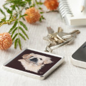 Porte-clés Chien Pékinois Blanc (Côté)