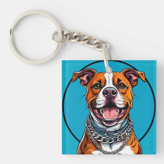 Porte-clés Chien Pitbull mignon (Devant)