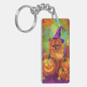 Porte-clés Chien Poméranien éffrayant Halloween sorcière et C (Devant gauche)