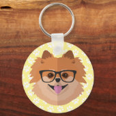 Porte-clés Chien Poméranien En Verres Nerd | Cadeau Hipster m (Recto)