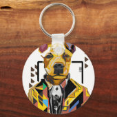 Porte-clés Chien portant un costume : Art numérique (Recto)