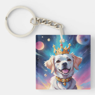 Porte-clés Chien portant une couronne dans l'espace